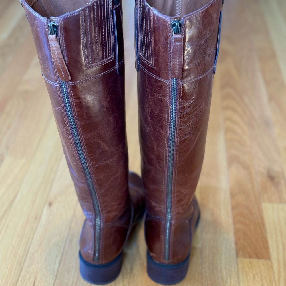Franco Sarto Cognac Leather Knee-High Boots - Picture 3 of 6